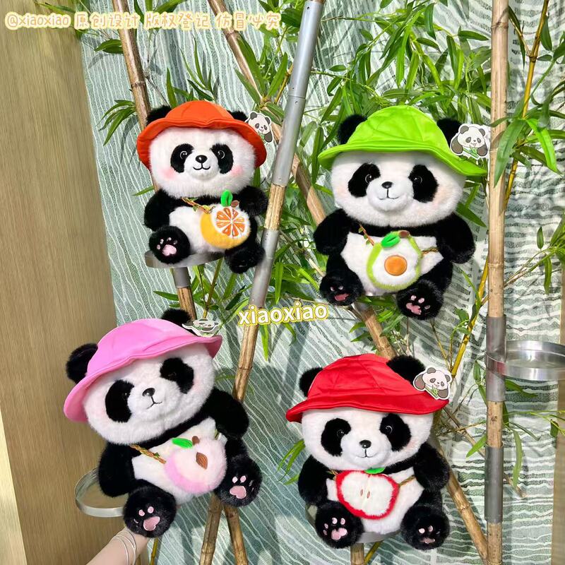 Original Genuine Cartoon Cute Travel Panda Plush Doll Avocado Apple Peach Orange Series