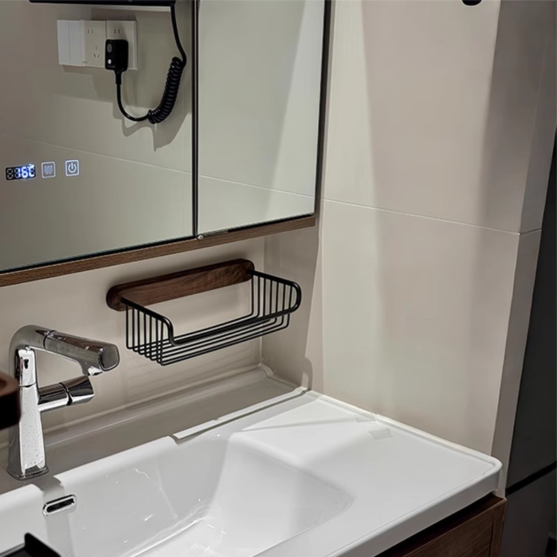 Bathroom Paper Towel Holder Roll Paper Holder Punch-Free Walnut Paper Box Toilet Paper Storage Rack Solid Wood Roll Paper Holder