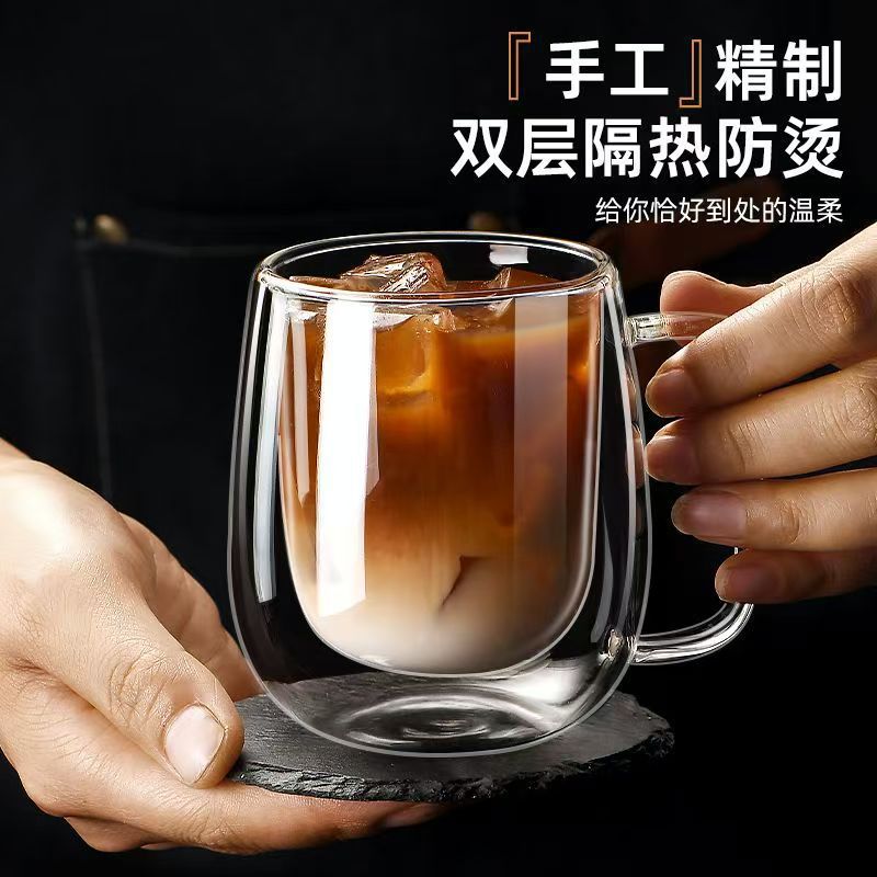 Transparent coffee glass creative warm jeans, tea cup