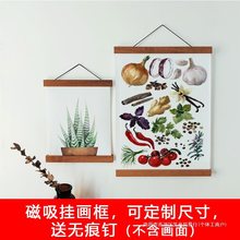 实木画框架装裱制挂历磁吸式海报儿童画布框夹照片画夹A4相框