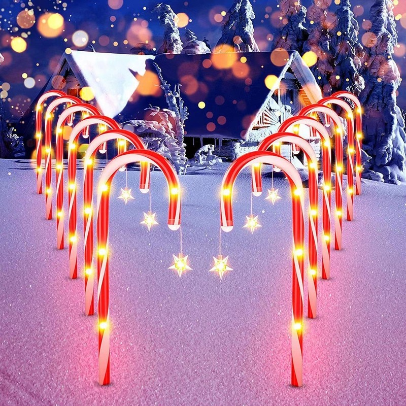 国境を越えた人気の LED キャンディー松葉杖ライトソーラー防水芝生ライト中庭屋外松葉杖装飾ライト|undefined