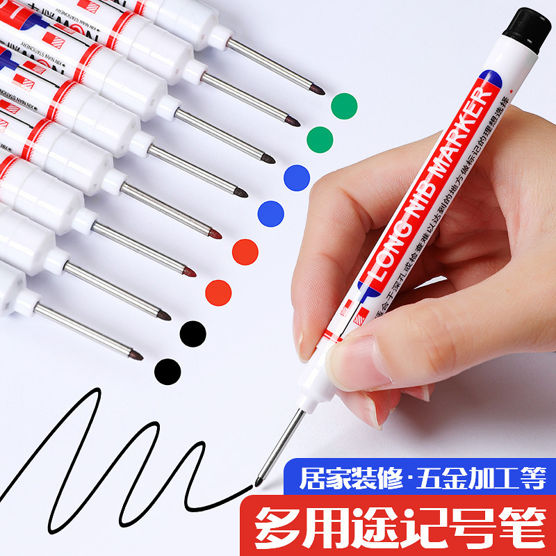 Long-tip marker pen 20mm for woodworking, deep-hole tile marking pen, extended length drilling pen, quick-drying oil-based pen Long-tip marker pen 20mm for woodworking, deep-hole tile marking pen, extended length drilling pen, quick-drying oil-based pen