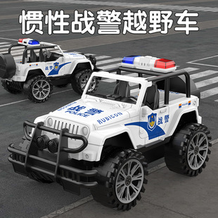 Off-Road Police Car Inertia Artificial Large Kidsren's Off-Road Vehicle Model Police Jeep Boy's Fall-Resistant Toy Car