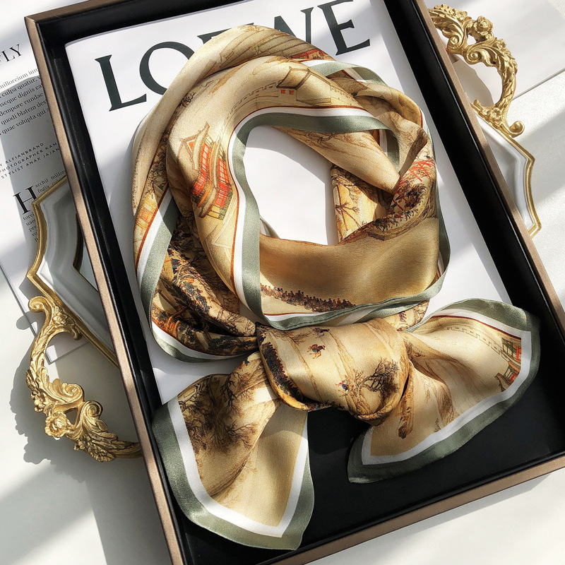 Retro silk summer universal long double-sided scarf