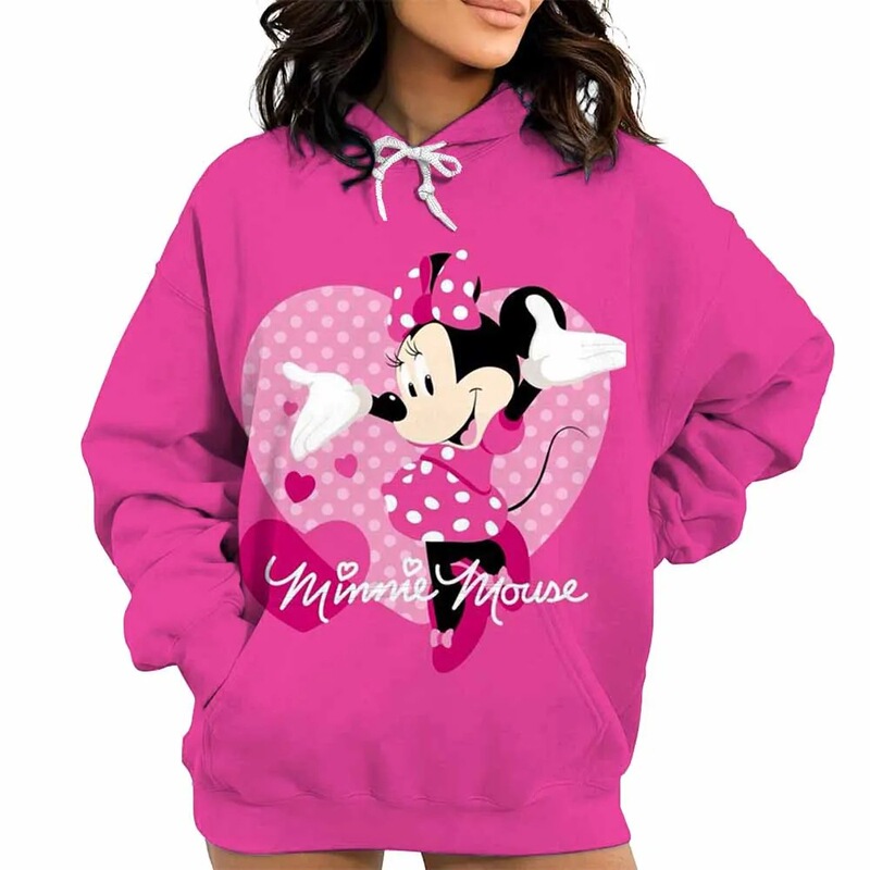 Mickey and Minnie Cartoon Hooded Sweatshirt Loose Casual Fashion Stylish Long-Sleeved Sweatshirt