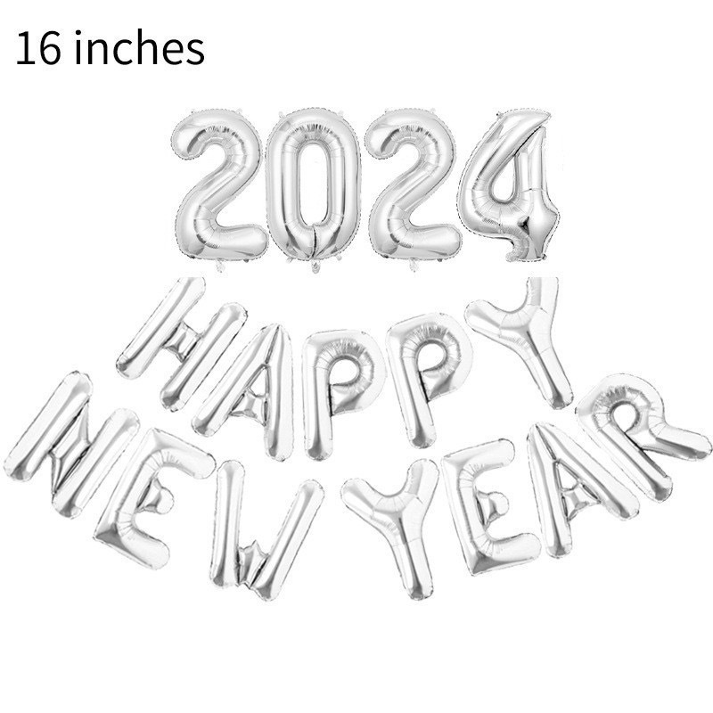2024 feliz año nuevo globo de aluminio 16 pulgadas happynewyear Día de Año Nuevo fiesta decoración traje globo