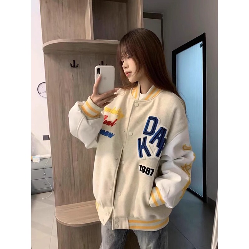 Chinese Trendy Brand Letter Embroidered Baseball Jacket for Women Spring and Autumn 2025 New Oversized American High Street Jacket Chinese Trendy Brand Letter Embroidered Baseball Jacket for Women Spring and Autumn 2025 New Oversized American High Street Jacket