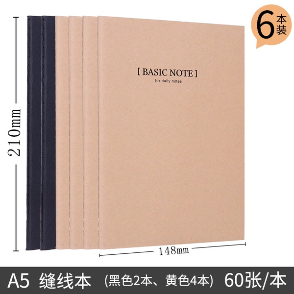 33458 Office stitching book A5 (mixed) 6 books 60 pages