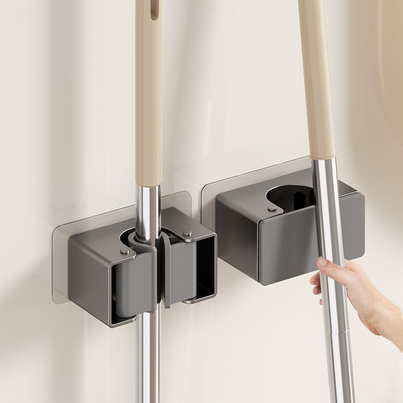 Punch-free Wall-mounted Mop Clip Balcony Strong Self-adhesive Broom Mop Storage Shelf Bathroom Wall Mop Rack Punch-free Wall-mounted Mop Clip Balcony Strong Self-adhesive Broom Mop Storage Shelf Bathroom Wall Mop Rack