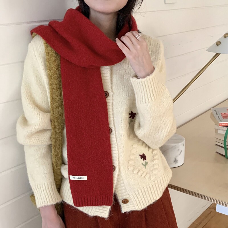 新款含羊毛混纺冬季围巾女纯色针织韩版清新甜美时尚百搭保暖围脖|undefined