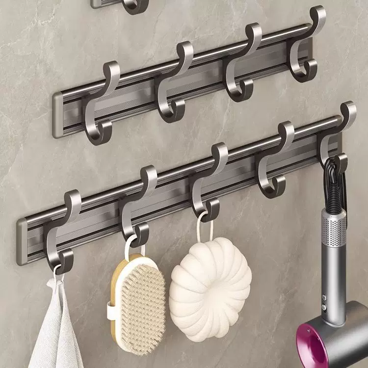 太空铝挂钩粘胶强力免打孔粘钩门后挂衣钩浴室厨房墙壁壁挂式收纳