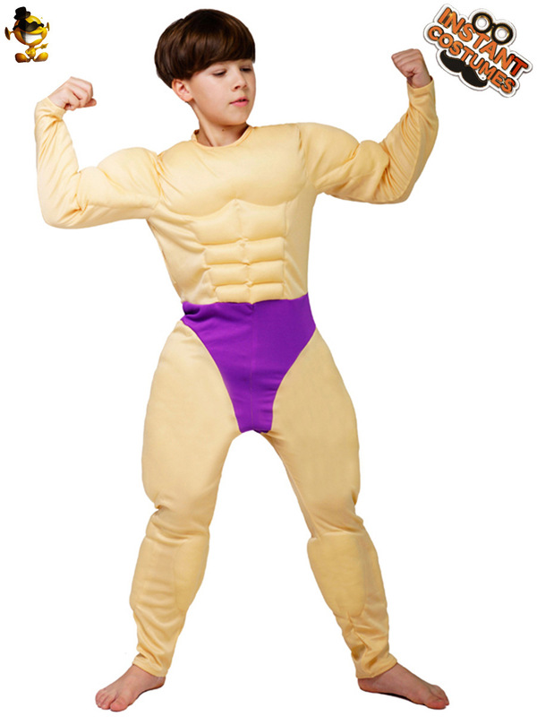 大人の子供の筋肉の服の筋肉の男のtシャツのハロウィーンの役は国境を越えて偽の腹筋のtシャツのパーティーの服装を演じます。|undefined