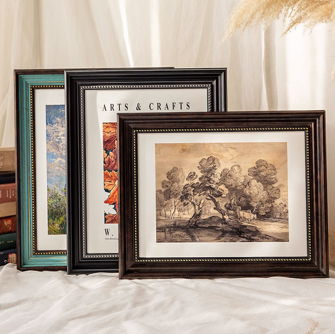 Picture Frame Mounting 67 8inch Oil Painting Frame Display Stand Winter Light Puzzle Display Frame American Retro Photo Frame Empty Frame Wall Hanging A4