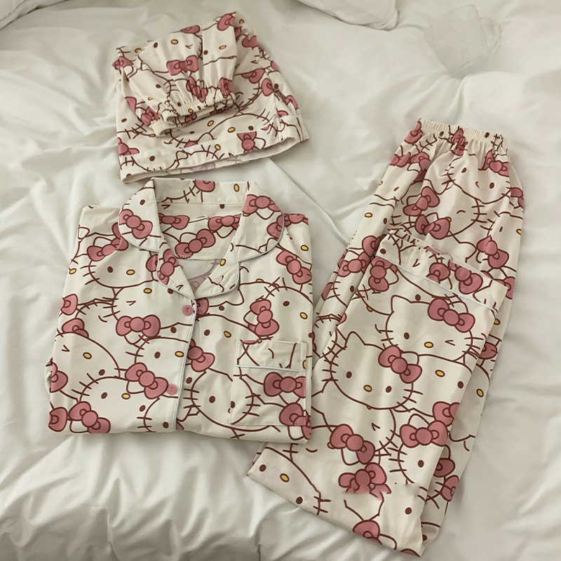 新款ins风凯蒂猫hellokitty家居服睡衣冬季女款可爱甜美现货代发