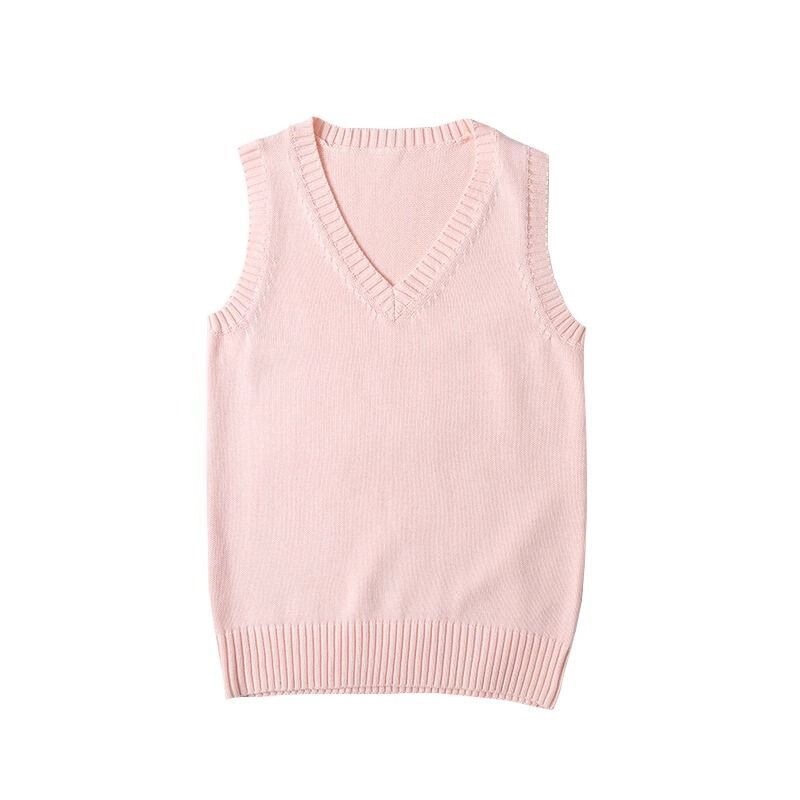 JK uniform V-neck pullover vest sweater for women, college style, suitable for commuting, layering, solid color sleeveless knit top