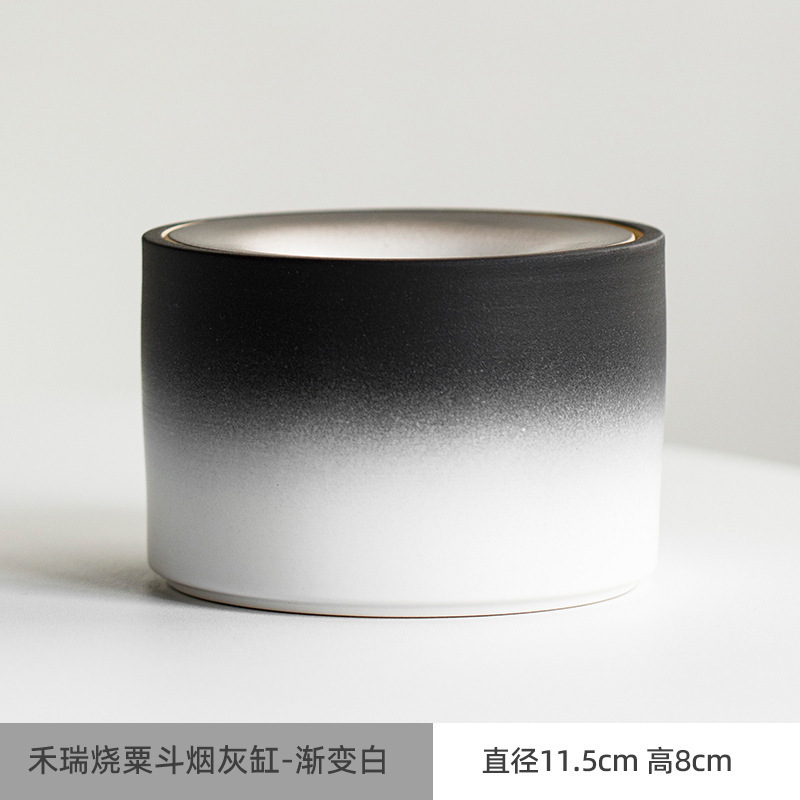 灰皿家庭用リビングオフィス高級感グラデーション陶磁器蓋付き飛灰防止創意中国式ロゴ|undefined