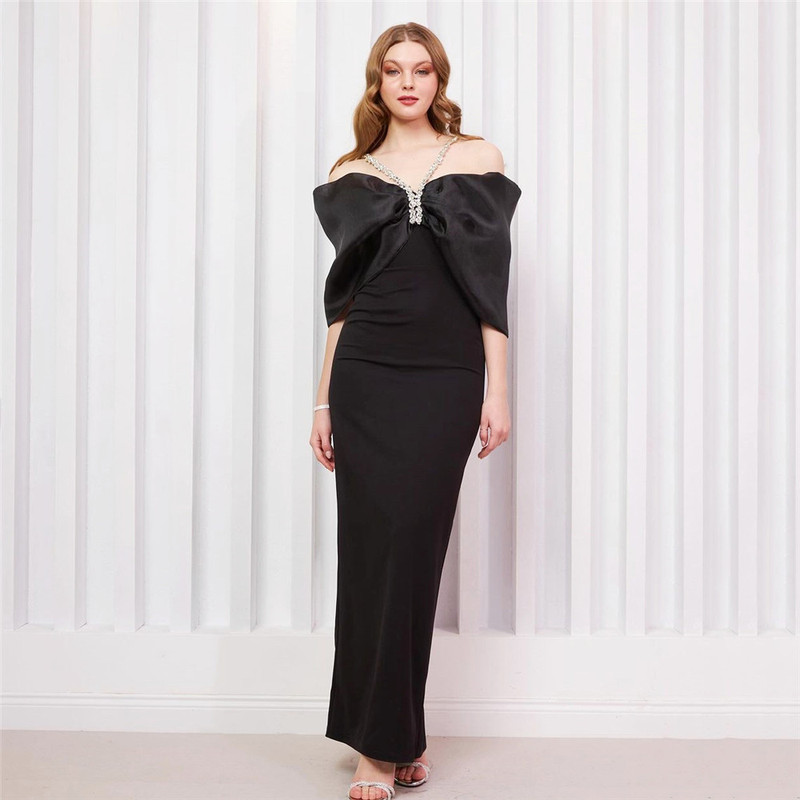 New Sexy Design Bandage Dress Halterneck Evening Dress Diamond One-Shoulder Slim Long Women's Clothing Amazon