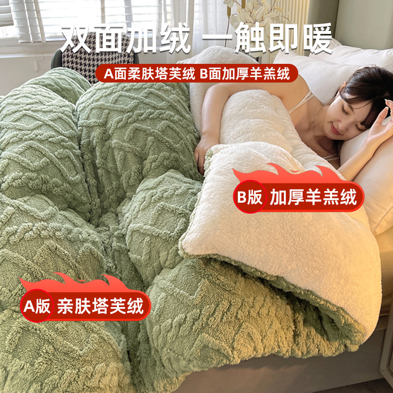 双面绒被加厚保暖塔芙绒冬被羊羔绒被子单双人学生宿舍牛奶绒被芯|undefined
