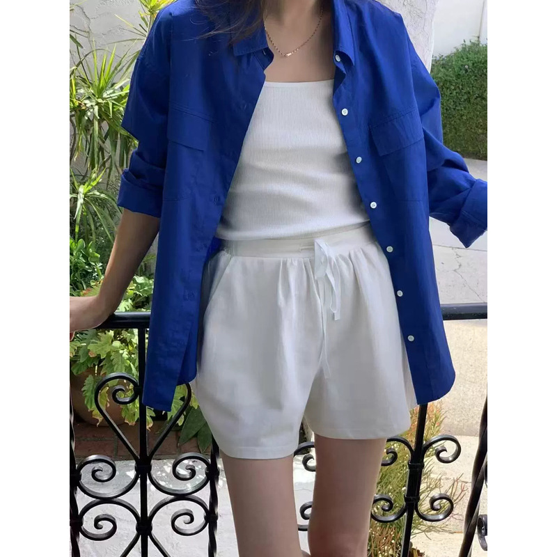 Now the New 2026 Summer Style Korean Designer Ou*Ce Simple Style Drawstring Elastic Waist Casual Shorts