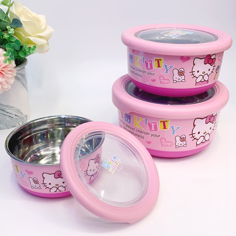 ステンレス子供円形ランチボックス漏れ防止弁当箱日本式アニメ食器卸売り密封冷蔵庫保存箱|undefined