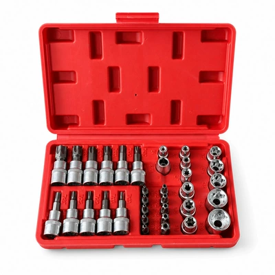 Socket, and Automotive Repair Tool – Mühərrik tənzimləmə alətləri - 34-piece-set-red-galvanized