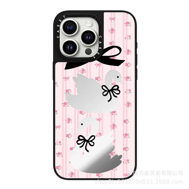 CASET 共同ブランドのピンクのストライプ Apple iPhone16ProMax 携帯電話ケース 15pro トレンディなブランド 13 ミラーに適しています|undefined