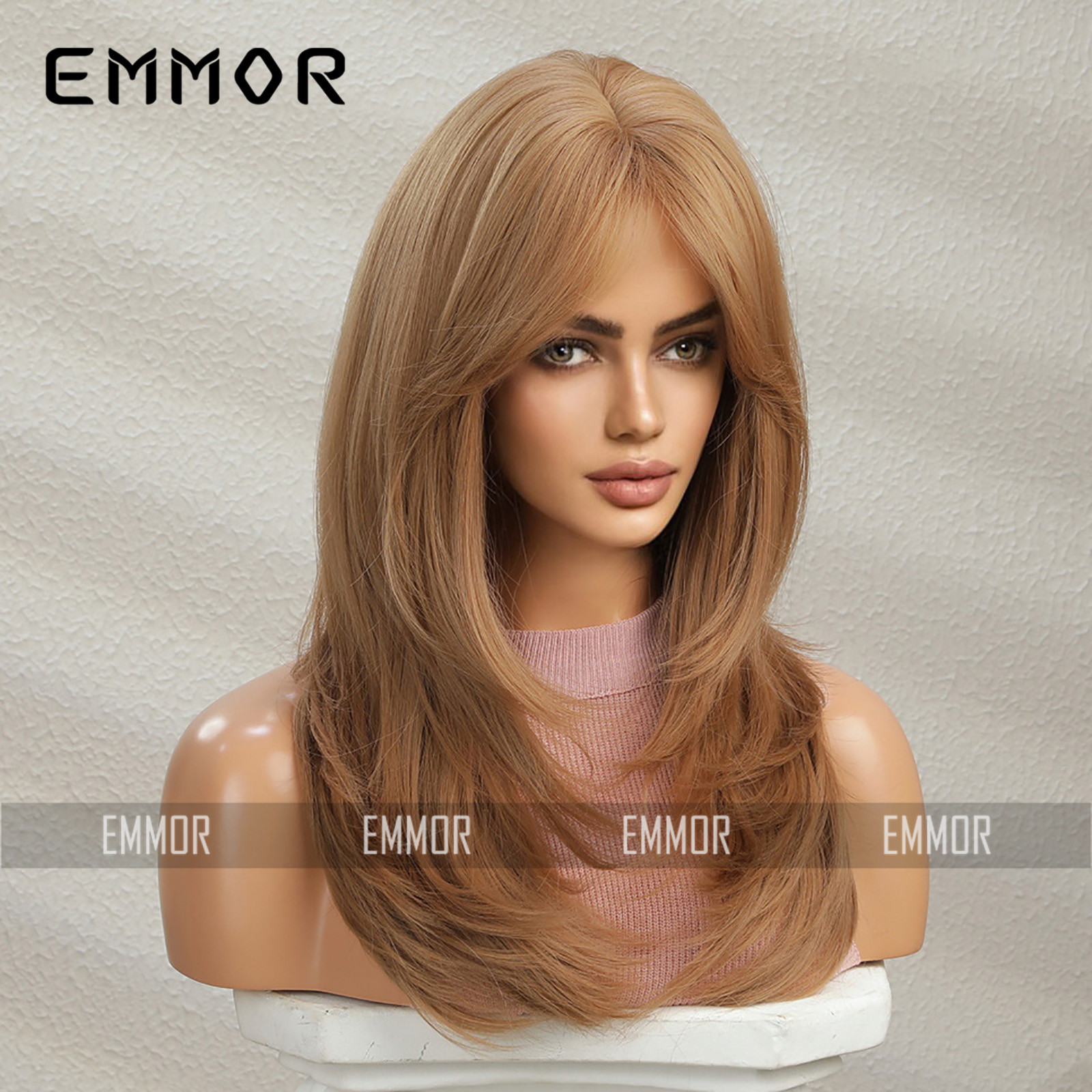 Peluca para mujer con pelo largo y liso, peluca completa dorada blanca, peluca completa en capas de nueva moda de otoño, pelo largo, pelo largo y rizado