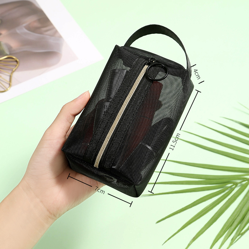 Bolsa de almacenamiento de malla transparente, bolsa de aseo portátil de viaje, bolsa organizadora de artículos diversos de malla de nailon, entrega directa del fabricante. image 37
