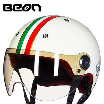Motorcycle Safety Supplies half helmet Four Seasons universal - bright-off-whitered-white-green-italian-m