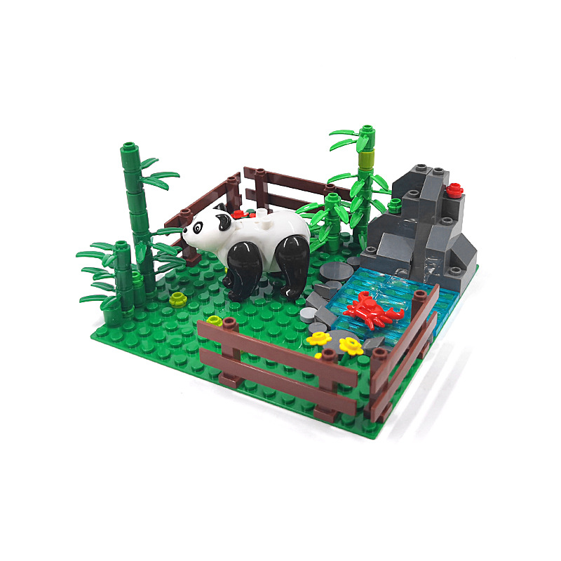 MOC ovejas granja nido de pollo Panda ganado cobertizo pequeña partícula granja bloques de construcción escena neutral empalme juguetes de montaje