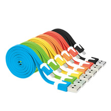 1米2米3米 V8 Micro手机数据线USB充电线 双色面条线 彩色扁线