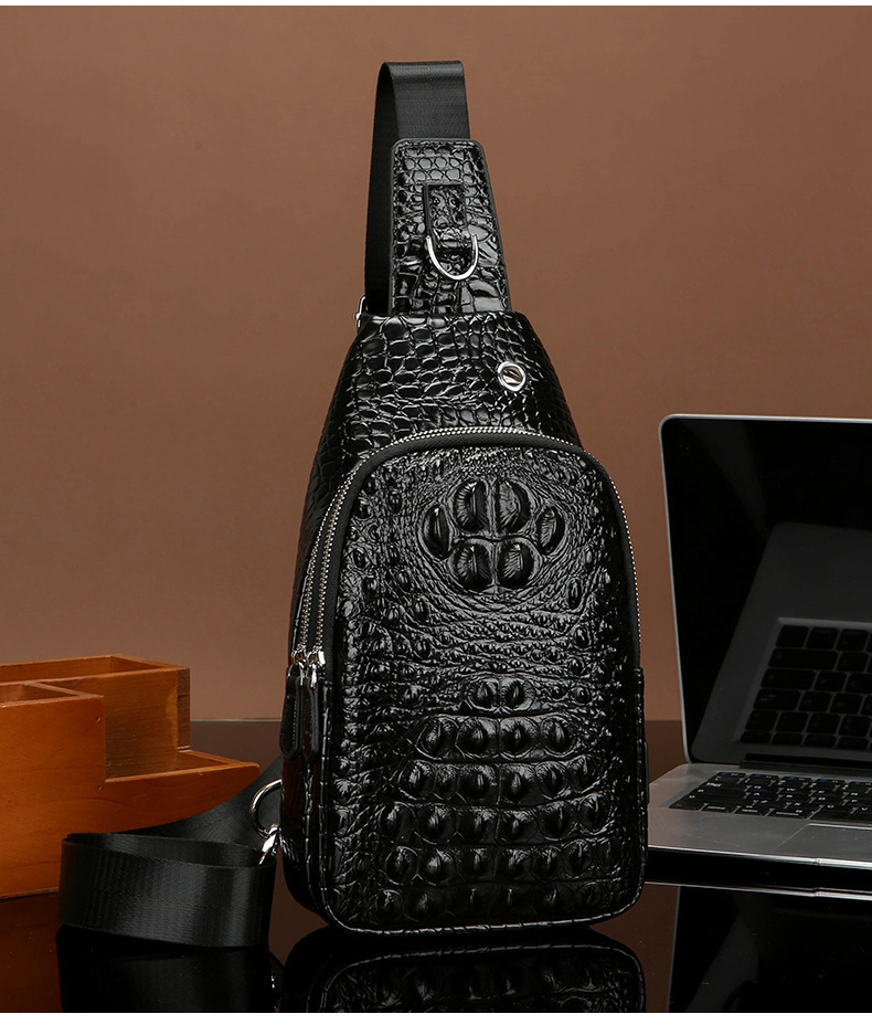 Men's Crocodile Pattern Leather Chest Bag Crossbody Shoulder Bag_voghion.com