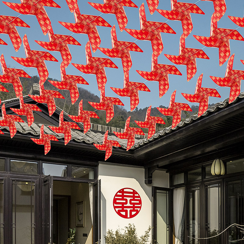 Wedding supplies, yard layout, rural villa wedding room layout, flower arrangement, windmill wedding, romantic wedding scene