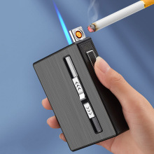 男士粗烟十只装二十只装直冲电热丝双用烟盒打火机 广告logo定制