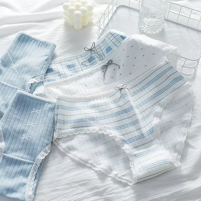 女士内裤新款波点现货内裤女纯棉中腰少女内裤印花可爱女士三角裤