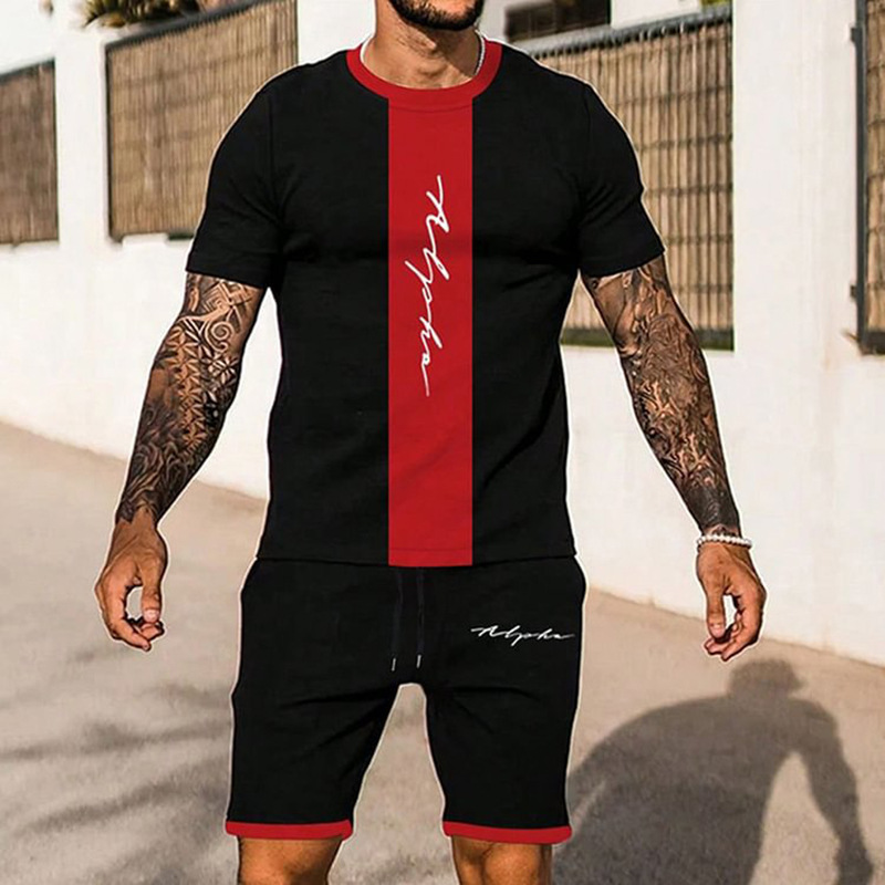 2023 camiseta de moda de verano corriendo fitness cuello redondo manga corta 3D impresión de los hombres de comercio exterior traje de Deportes de calle