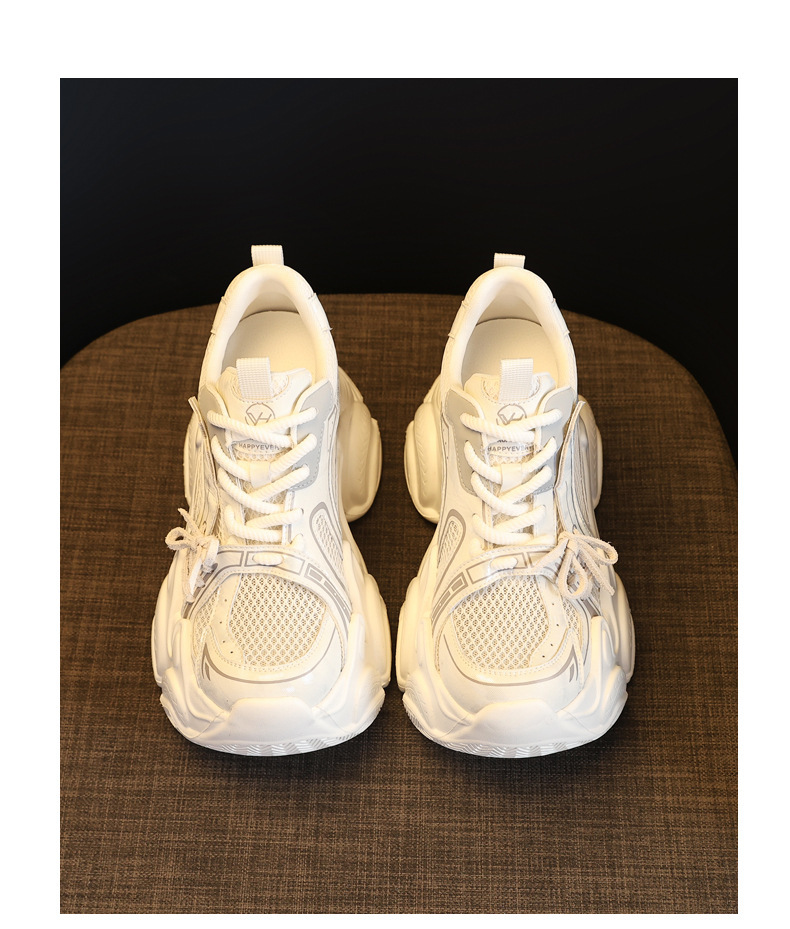 Giày sneaker nữ đế dày tăng chiều cao lưới thoáng khí phong cách giày bố — màu trắng chi tiết 19