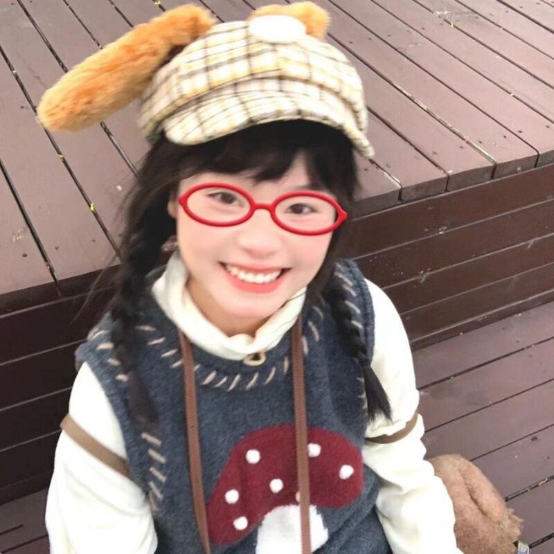 狗狗毛绒耳朵格纹帽子女可爱y2k甜酷八角帽显脸小秋冬氛围感帽子|undefined