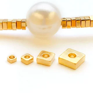 铜镀18K真金强保色正方形隔珠碎银手绳串项链方形隔片DIY饰品配件