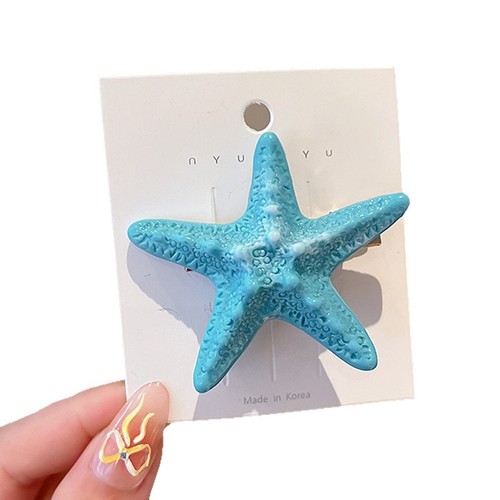 Adorable starfish hair clip with a sweet seaside vacation style, side-swept bangs hair clip, summer sweet girl hair accessory and headpiece