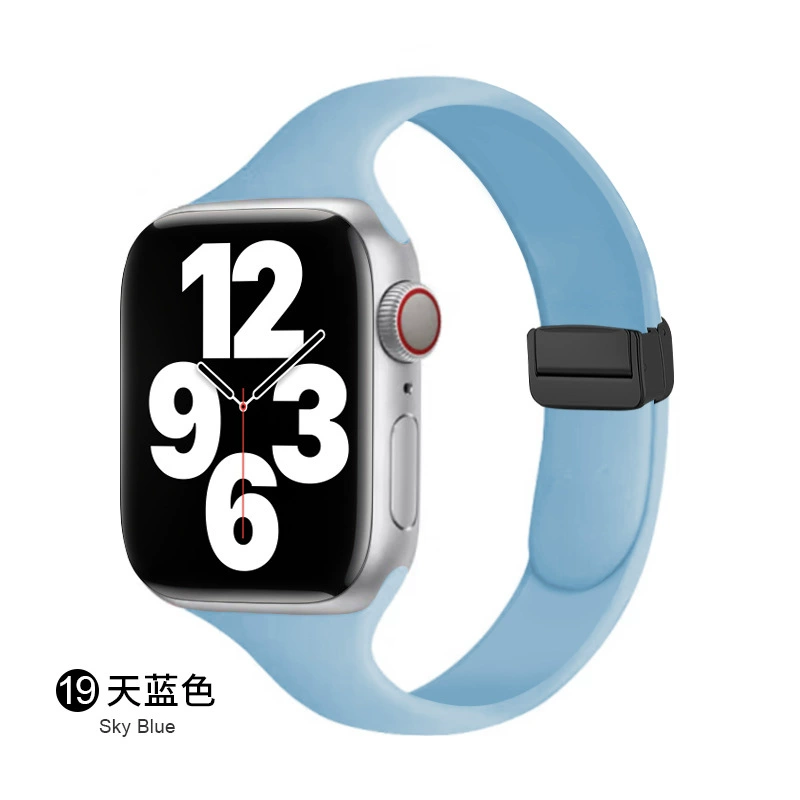 Совместимый ремешок Apple Watch всей линейки, можно использовать 14 мм магнитную складную застежку, силиконовый ремешок для маленькой талии Apple