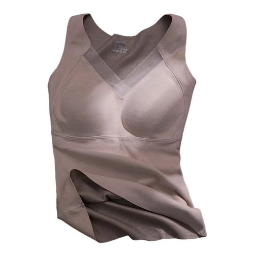 8803# Graphene German velvet all-in-one chest pad free bra slim fit sexy hot girl thermal vest for women