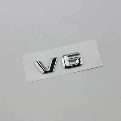 Suitable for car displacement standard personality V6V8V10V12 side standard C pillar logo modified rear end label Mercedes-Benz BMW (Car logo) - v6-bright-silver-three-dimensional