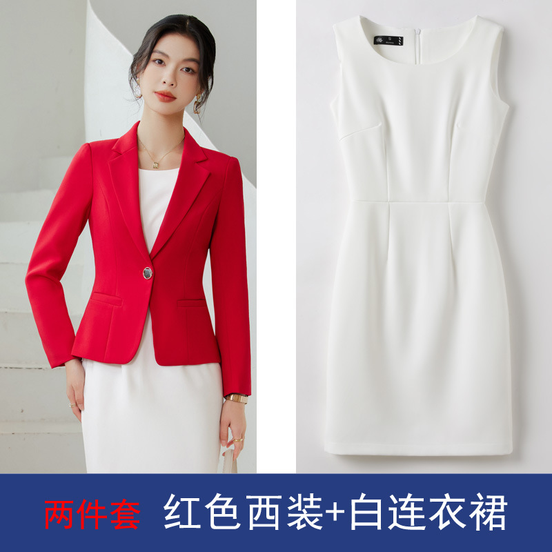 투피스 레드 세트 + 화이트 원피스