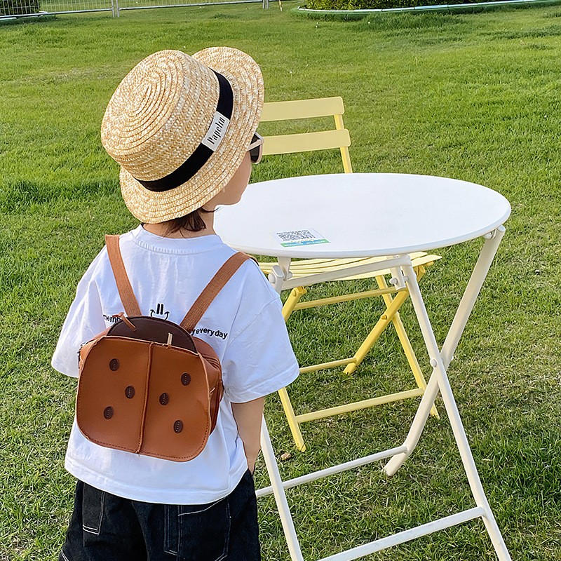 Mochila Escolar para Niños de Jardín de Infancia, Estilo 2025, Linda Mochila de Dibujos Animados con Diseño de Mariquita para Niños, Mochila Pequeña de PU para Salidas
