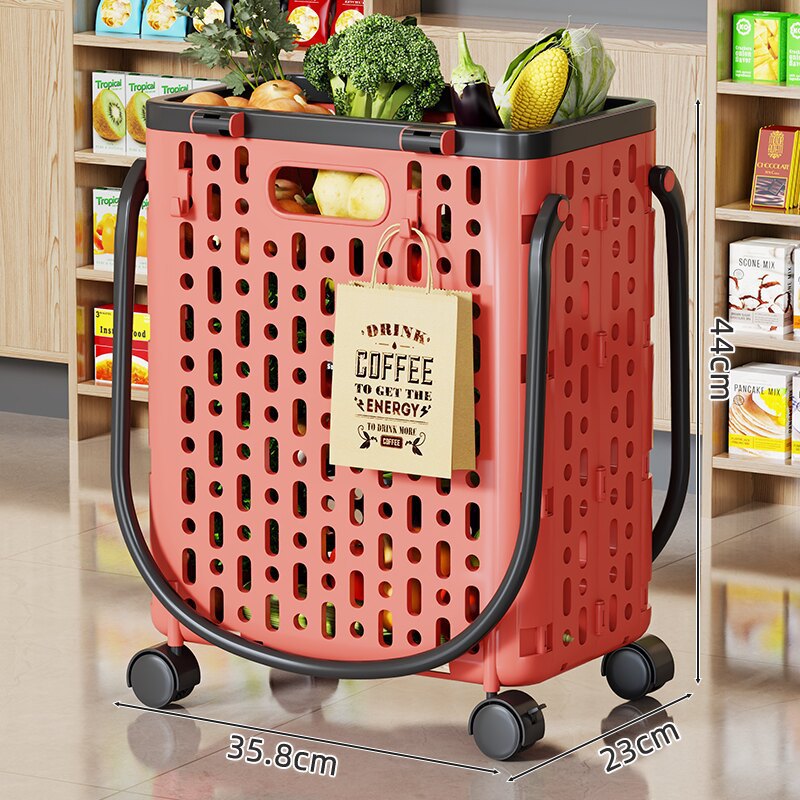 Carrito de Compras Plegable Portátil de PP de Alta Resistencia, Silencioso, para Hogar y Supermercado image 17