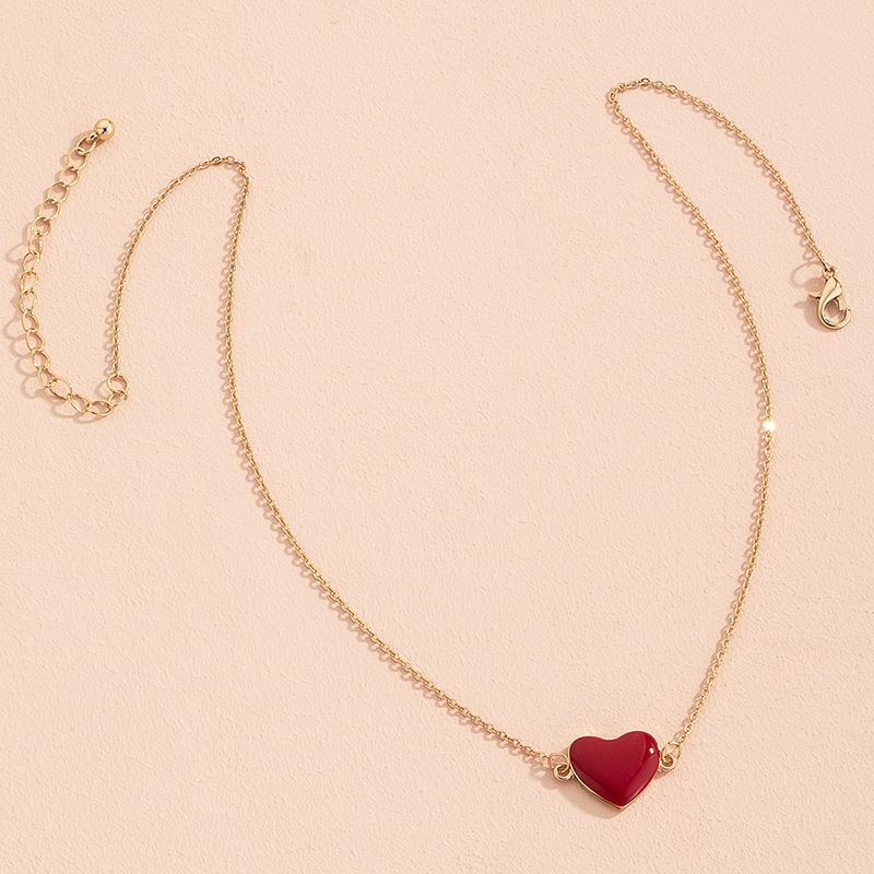 Fashion Alloy Red Heart Necklace display picture 4