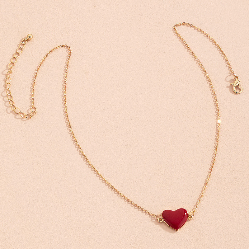 fashion alloy red heart necklace