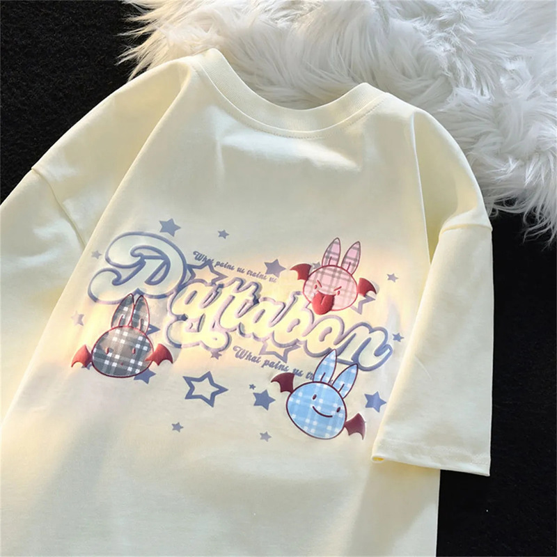 Ghost 100 Cotton Short-sleeved T-shirt Women's Loose Summer Design Sense Niche College Sweet Cool Cute Student Top Ghost 100 Cotton Short-sleeved T-shirt Women's Loose Summer Design Sense Niche College Sweet Cool Cute Student Top