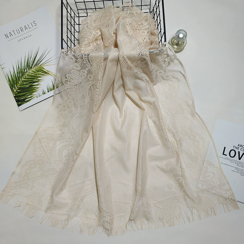 Colored lace thin cloak indoor, scarf with tassels